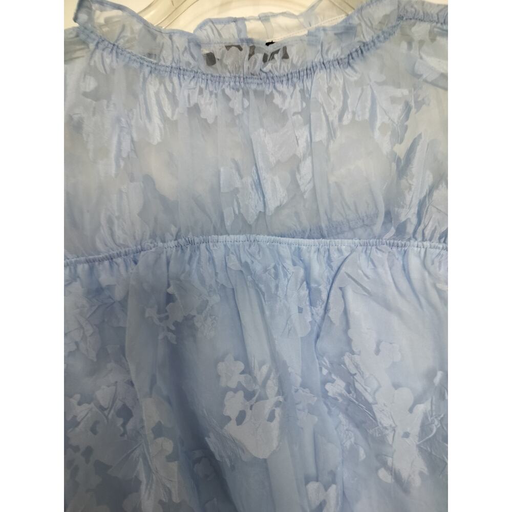 5399)Marc New York L Coquette Ruffle Blue See Through Lined Bodice Blouse - Picture 3 of 10